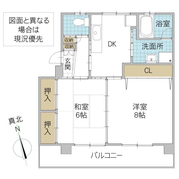 ヌーノハイム石岡(2DK/2階)の間取り写真