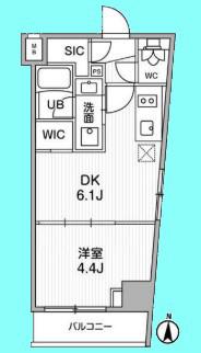 SYFORME西小山(1DK/4階)の間取り写真