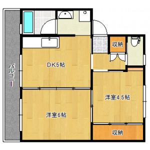 IT三潴II(2DK/5階)の間取り写真