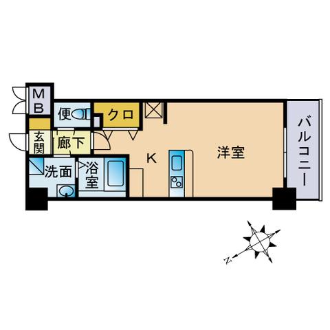 LUXCAS香椎浜(ワンルーム/1階)の間取り写真