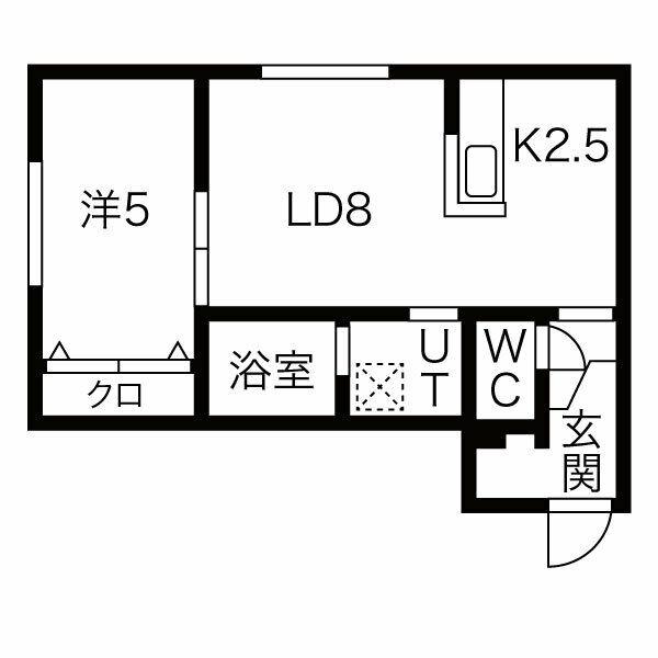 FOUR STREAM RESIDENCE南6条(1LDK/1階)の間取り写真