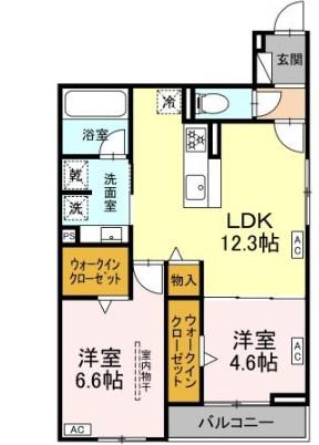 LUMORIA(2LDK/2階)の間取り写真