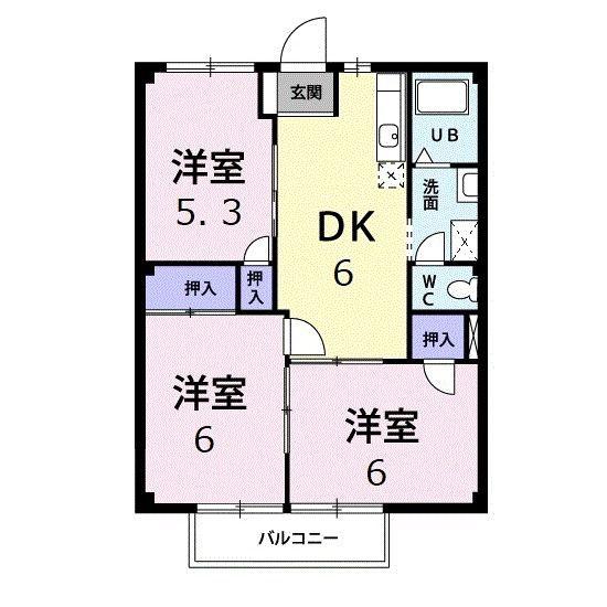 ニューシティ西川(3DK/1階)の間取り写真