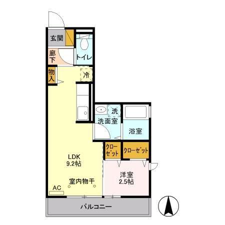 カリンビュー太田(1LDK/2階)の間取り写真