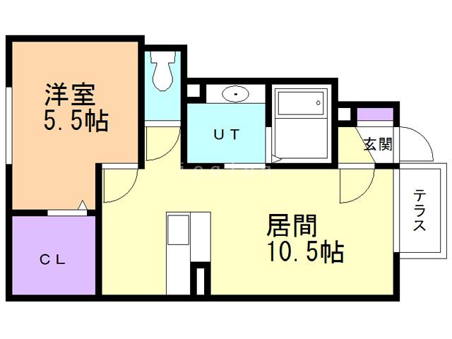 ブレトンビリエール B(1LDK/1階)の間取り写真