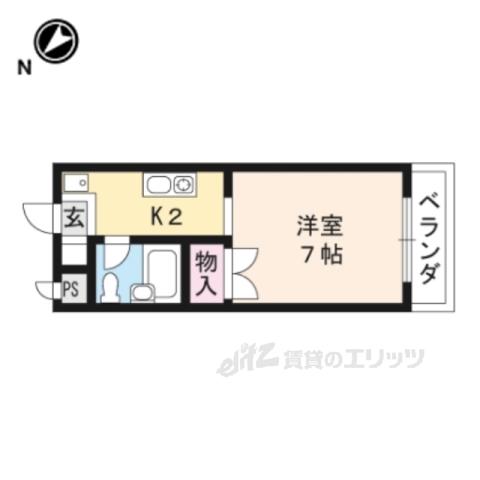 エランビタール(ワンルーム/4階)の間取り写真