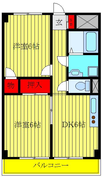 クローネ川口(2DK/3階)の間取り写真