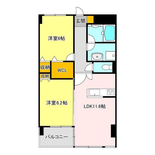 VERDE陽東(2LDK/2階)の間取り写真