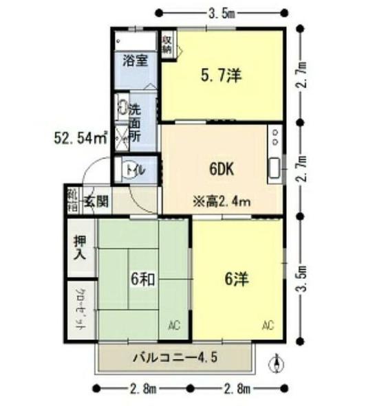 バリュージュSAKURA(3DK/2階)の間取り写真