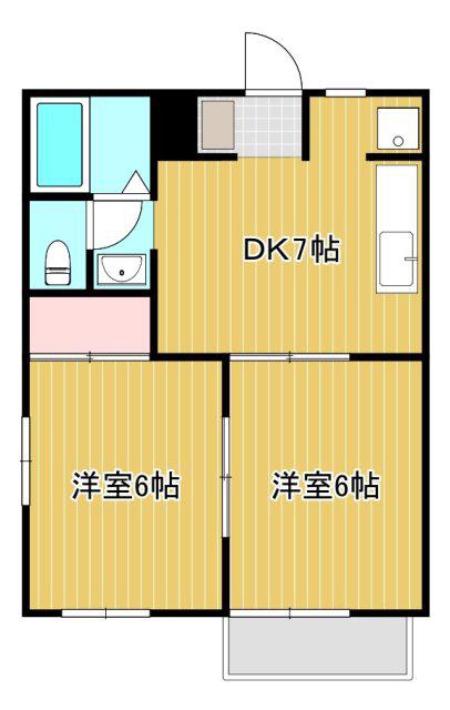 コーポ下石田III(2DK/2階)の間取り写真