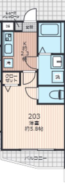 EVERA大倉山(1K/2階)の間取り写真