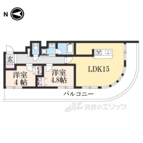 パインフィールド洛東(2LDK/1階)の間取り写真