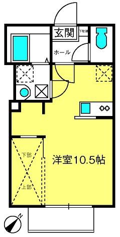 ハーモニーステージ鶴瀬(ワンルーム/1階)の間取り写真