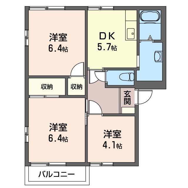 グランドハイツヤマタキ(3K/2階)の間取り写真