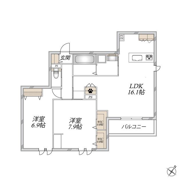 EMINENCE イースト(2LDK/2階)の間取り写真