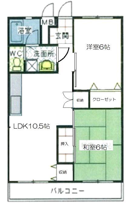 高橋コーポラス(2LDK/1階)の間取り写真