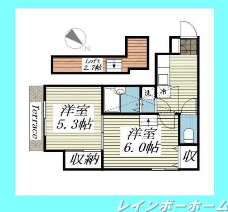 ジュネパレス柏第78(2K/1階)の間取り写真