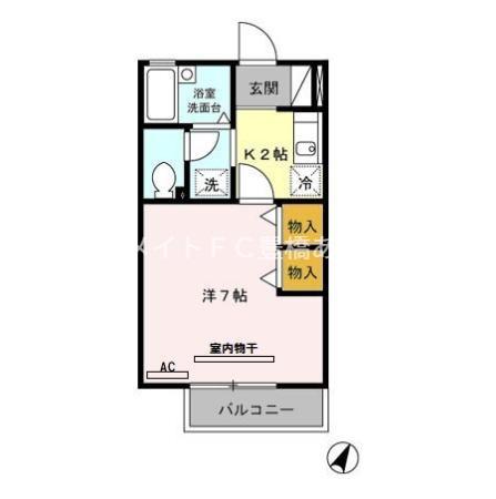 セジュール宮腰(1K/2階)の間取り写真