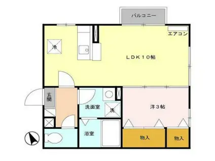 アービル千秋(1LDK/1階)の間取り写真