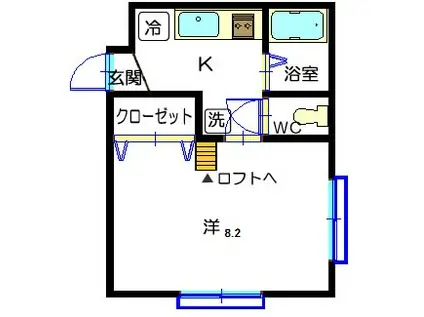 グランデール14番館(1K/2階)の間取り写真