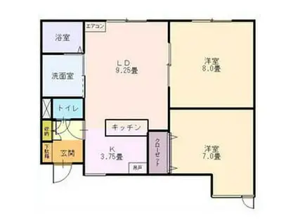 アメニティパークI(2LDK/1階)の間取り写真