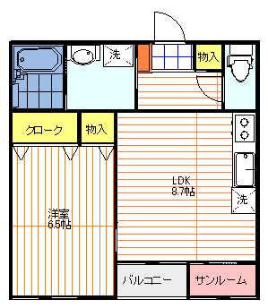エムロードII(1LDK/2階)の間取り写真