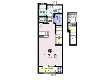 サニーガーデンI(ワンルーム/2階)の間取り写真