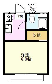 福士アパート(1K/2階)の間取り写真