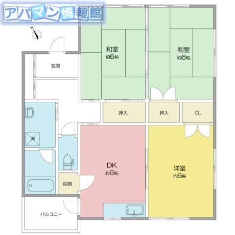 シティコーポI(3DK/2階)の間取り写真