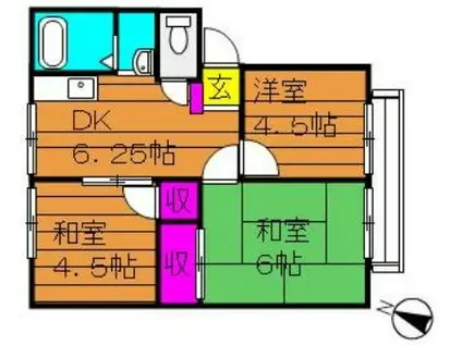 ガーデン三宅ハイツA棟(3DK/2階)の間取り写真