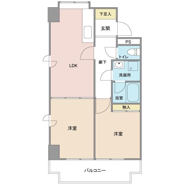 大手町第一ハイツ(2LDK/3階)の間取り写真