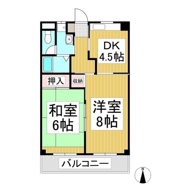 タカプナビレッジ(2DK/1階)の間取り写真