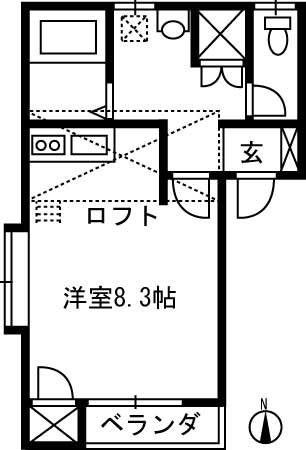 リバーサイドパレスNO.2(ワンルーム/2階)の間取り写真
