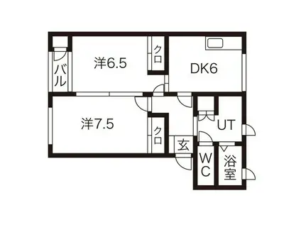 ストリームB(2DK/1階)の間取り写真