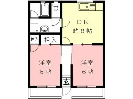 エクセルハイムI(2DK/1階)の間取り写真