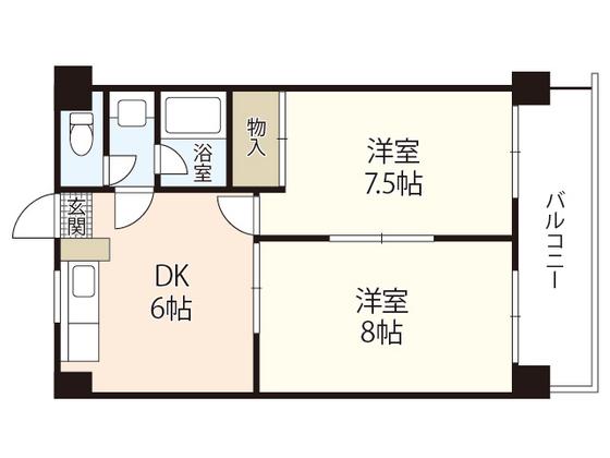 リマーカーブル己斐(2DK/2階)の間取り写真