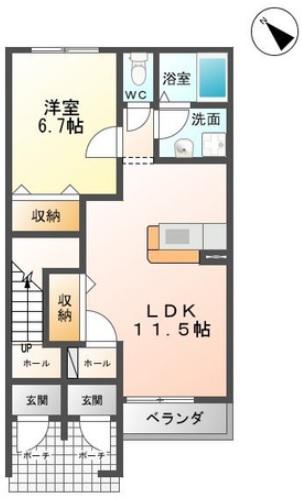 クレールヴィラ(1LDK/1階)の間取り写真