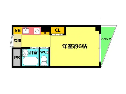 有馬パレス西中島(1K/6階)の間取り写真