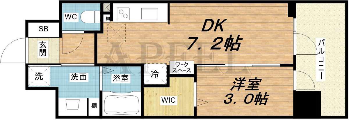 アーバネックス新町(1DK/6階)の間取り写真