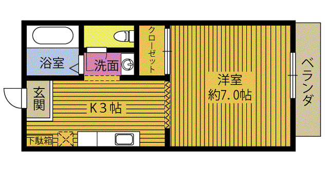 リシェス大洲A棟(1K/2階)の間取り写真