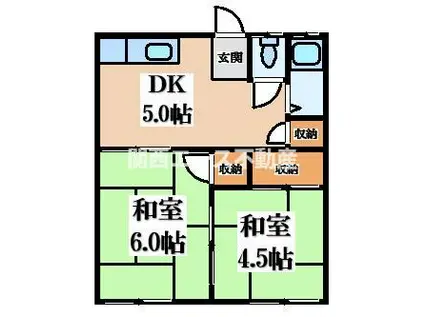 東山マンション(2DK/2階)の間取り写真
