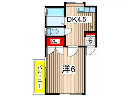 石川ハイツ(1DK/1階)の間取り写真