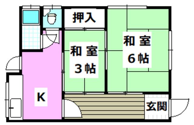 北別府町(2K/1階)の間取り写真