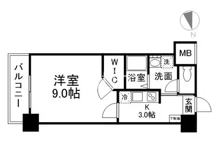  クオリカ太秦(1K/1階)の間取り写真