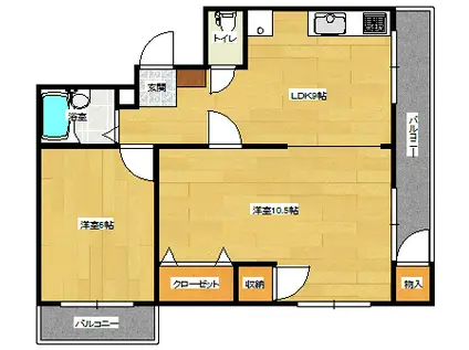 アズサコーポ(2DK/3階)の間取り写真