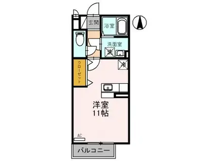 リバーサイドIII(ワンルーム/2階)の間取り写真