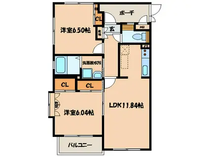高峰ポロニア(2LDK/4階)の間取り写真