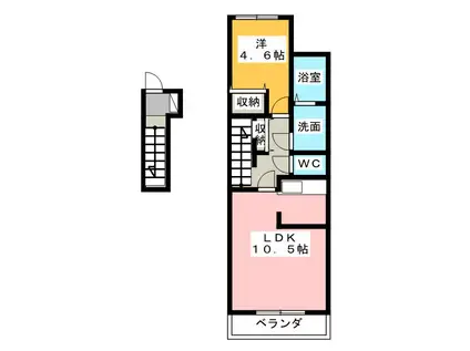 メゾン・ド・新堀(1LDK/2階)の間取り写真