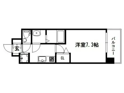 アスヴェル京都壬生イースト(1K/1階)の間取り写真