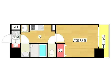 レオンヴァリエ大阪ベイシティ(1K/6階)の間取り写真